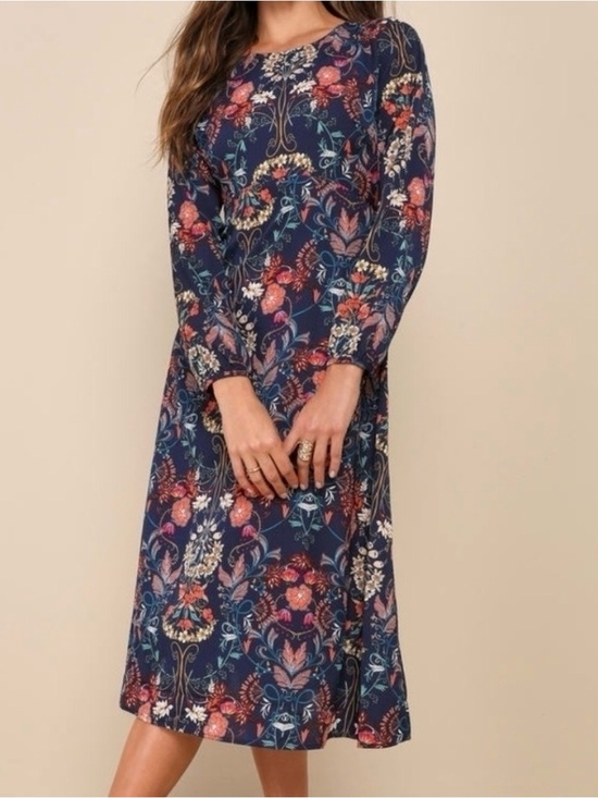 I. Madeline Dresses & Skirts - I Madeline Garden Splendor Floral Empire Waist Midi Dress Size Small